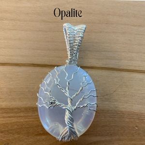 Opalite Tree of Life Silver wrapped Pendant